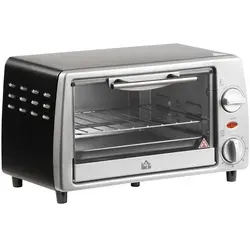 HOMCOM Mini Backofen 10 Liter 750W - Kompakter Elektrobackofen mit Temperatur bis zu 230°C, ideal für kleine Küchen und vielseitige Gerichte
