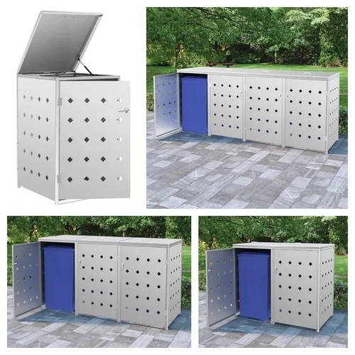 vidaXL Mülltonnenbox aus Edelstahl - Mülltonnenverkleidung für eine Tonne, wetterfest und stilvoll, ideal für den Garten oder die Terrasse.