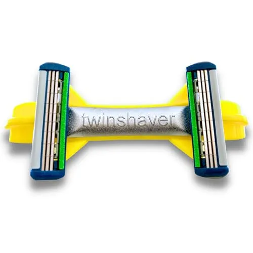 twinshaver Glatzen Rasierer Herren 0mm - Schnelle & sichere Nassrasur - Rasierer für Herren mit 80% Zeitersparnis dank Doppelklingen und Schutzgitter für eine sichere Glatzenrasur ohne Schnitte. Inklusive 4 Klingen für eine schonende Anwendung.