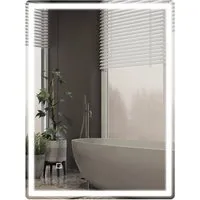 HOMCOM Badspiegel mit Beleuchtung 80 x 60 cm - Badezimmer Wandspiegel mit Touchschalter, dimmbarer dreifarbiger Beleuchtung und Antibeschlagfunktion für klare Sicht und Energieeffizienz.