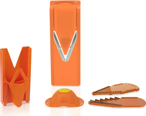 Börner Gemüsehobel V3 (Starter Set) - Vielseitiger V-Hobel für Obst & Gemüse - Gemüsehobel mit 5 Schnittarten und sicherem Fruchthalter. Ideal zum schnellen, präzisen Schneiden von Obst & Gemüse. Made in Germany für höchste Qualität.