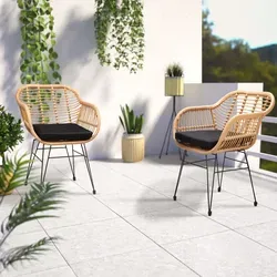 Casaria Gartenstuhl Bali (2 St) mit 5cm Auflage - Wetterfeste Polyrattan Gartenstühle im 2er Set, ideal für Innen- und Außenbereiche mit bequemen 5cm dicken Auflagen.