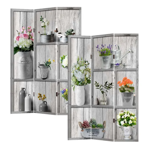 HTI-Living Paravent Flora - Eleganter Raumteiler und Sichtschutz, ideal für den Innenbereich. Mit einer Breite von 120 cm und einem stilvollen grauen Design fügt er sich perfekt in jede Einrichtung ein.