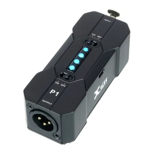 XVive P1 Portable Phantom Power Supply - Mobiles Netzteil für Mikrofone und DI-Boxen, bietet schaltbare Ausgangsspannung von 12V/48V für flexiblen Einsatz und ein Low-Noise Design für störungsfreie Aufnahmen.