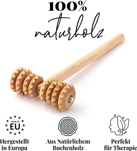 tuuli Anti Cellulite Massagegerät Massageroller Roller Maderotherapie T-Form aus Holz