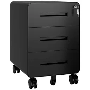 Bisley Rollcontainer EasyRoll, Metall, schwarz, abschließbar - Robuster Rollcontainer aus pulverbeschichtetem Stahl mit 3 abschließbaren Schubladen, ideal für Büro und Home Office. Mit 4 Lenkrollen für einfache Mobilität und 25 kg Tragkraft pro Schublade.