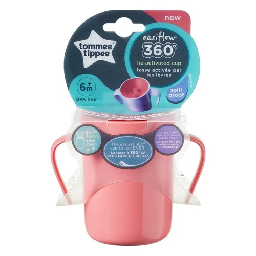 Easiflow 360° kubek z uchwytami 6m+ Różowy 200ml Tommee Tippee 5010415472052