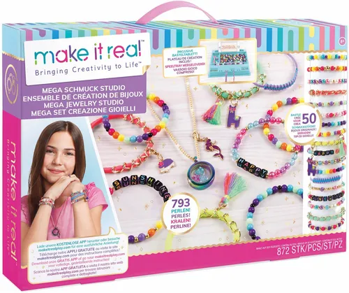 make it real Kreativset "Mega Schmuck Studio" - ab 8 Jahren - 790 Perlen und Zubehör für kreatives Gestalten. Fördert die Kreativität und macht Spaß! Ideal für Kinder ab 8 Jahren. Achtung: Nicht für Kinder unter 3 Jahren geeignet.