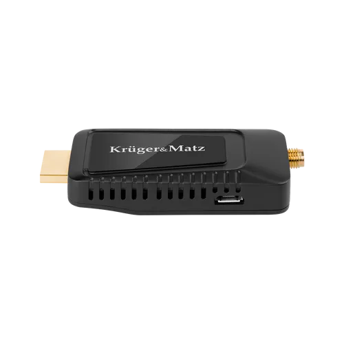 Tuner DVB-T2 HEVC H.265 mini na HDMI von Krüger&Matz - TV-Receiver mit kompaktem Design, ideal für den Empfang von digitalen Fernsehsendern in bester Bildqualität.