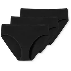 Schiesser Damen Slip Baumwolle Stretch Essentials 3er Pack Schwarz - Hochwertige Unterwäsche aus der Serie "Cotton Essentials" mit elastischer Single-Jersey-Qualität. Die soften, schmalen Abschlüsse sorgen für höchsten Tragekomfort.