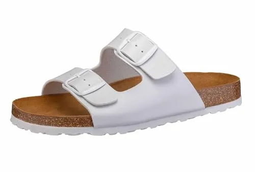 Lico Herren Bioline Man Flache Hausschuhe 42 Weiß - Wanderschuhe mit verstellbaren Schnallen und dämpfungsaktiver EVA-Laufsohle für optimalen Komfort beim Tragen zu Hause oder unterwegs.