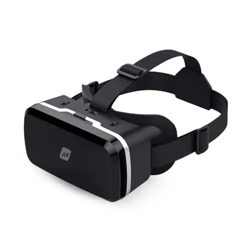 NK 3D VR-Brille für Smartphone - Intelligente Virtual Reality Brille - 3D Brillen für Smartphones (4,7" - 6,53") mit 360° Sicht und einstellbaren Objektiven für ein immersives Erlebnis und große Kompatibilität.