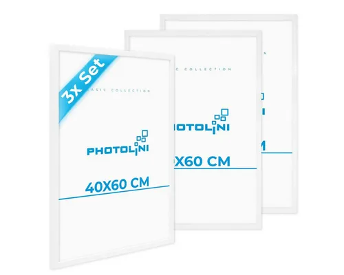 PHOTOLINI Bilderrahmen 3er Set aus MDF - Einzelrahmen aus stabilem MDF-Holz mit Acrylglas, ideal für individuelle Wandgestaltungen. Perfekt für 40x60 cm Poster, inklusive Befestigungs-Set und Wasserwaage für einfaches Aufhängen.