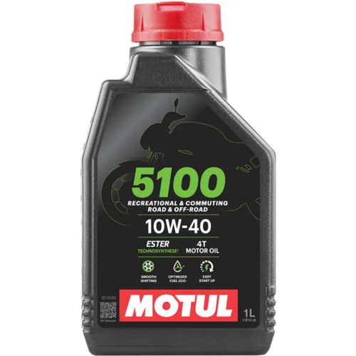 Motul Motoröl 5100 10W-40 4T 104066 - Hochleistungsöl für Motorräder - Hochwertiges Motoröl für 4-Takt-Motorräder. Bietet optimalen Schutz und Leistung, ideal für den täglichen Einsatz und anspruchsvolle Fahrbedingungen.
