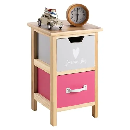 IDIMEX Kommode ESTA mit 2 bunten Schubladen - Kommode fürs Kinderzimmer, robust aus Massivholz mit farbenfrohem Design und zwei geräumigen Schubladen für optimale Aufbewahrung von Spielzeug und Büchern.