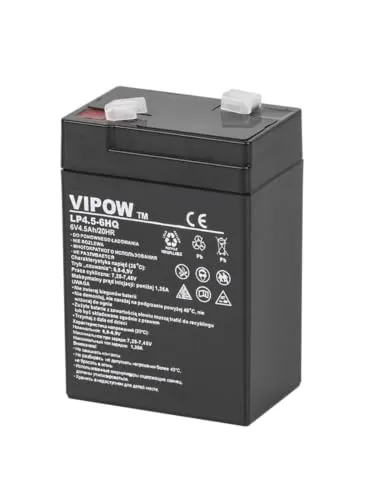 VIPOW- Blei-Akku 6V 4,5Ah HQ Bleigelakku Blei Gelakku (BAT0202), wartungsfrei