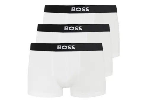 BOSS Herren Trunk 3p One Trunk, White 100, S - Herren-Boxershorts mit mittlerer Bundhöhe und komfortablem Baumwoll-Jersey, perfekt für den täglichen Tragekomfort.