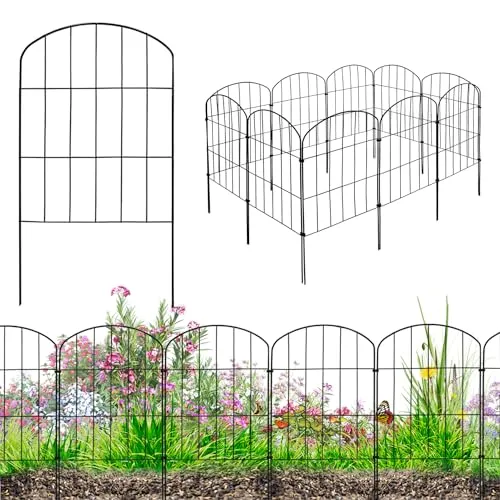 V2Aox Gartenzaun 10 Elemente, flexibler Steckzaun für Garten und Hunde - Zaunelemente für Garten, schnell aufbaubar und individuell formbar. Perfekt zur Abgrenzung von Beeten oder als Tierzaun für kleine Hunde.