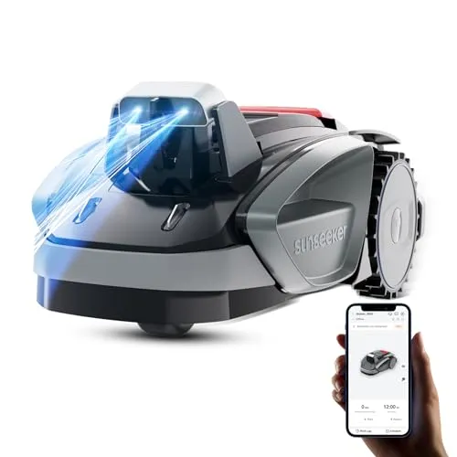 Sunseeker V3 Mähroboter ohne Begrenzungskabel - Intelligente Gartenpflege - Mähroboter für 600 m² mit Vision AI, 42% Steigung und App-Steuerung. Genießen Sie mühelose Rasenpflege mit nur einem Tastendruck und intelligenter Hinderniserkennung.