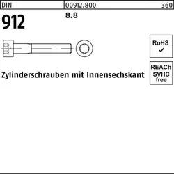 DIN 912 Zylinderkopf-Schaftschraube M12x220 - 25 Stück - Maschinenschrauben, hochfest aus Stahl 8.8, ideal für sichere und langlebige Verbindungen in Maschinenbau und Konstruktion.