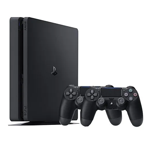 Sony Playstation 4 Slim 500GB - Schwarz, inkl. 2 Controller - Konsolen: Erlebe die meistverkaufte Konsole der Welt in einem schlankeren, energieeffizienten Design mit 500 GB Speicher und zwei DUALSHOCK 4 Controllern für unvergessliche Gaming-Momente.