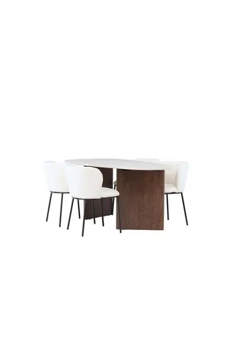 ebuy24 Essgruppe Grönvik mit Tisch und 4 Edina Stühlen - Moderne Essgruppe in Offwhite, bestehend aus einem großzügigen Tisch (90x180 cm) und 4 bequemen Stühlen. Ideal für gesellige Abende und stilvolle Esszimmergestaltung.