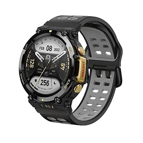 Amazfit T-Rex 2 schwarz Bluetooth Smartwatch - Robuste Outdoor-Smartwatch mit GPS Dualband und 5-Satelliten-Ortung, ideal für extreme Abenteuer. Übersteht Temperaturen bis -30 °C und bietet bis zu 24 Tage Akkulaufzeit.