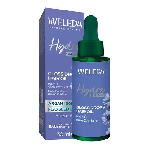Weleda HydraShine Gloss Drops Haar-Öl 30 ml - Arzneimittel für glänzendes und geschmeidiges Haar, angereichert mit natürlichen Inhaltsstoffen für intensive Pflege und Feuchtigkeit.