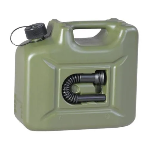 Hünersdorff Benzinkanister Profi 801000, 10 Liter, mit Auslaufrohr - 10-Liter Kraftstoffkanister aus bruchsicherem Kunststoff mit UN-Zulassung, ideal für sicheren Transport von Benzin und Diesel. Inklusive Auslaufrohr und kindersicherem Verschluss, platzsparend stapelbar.