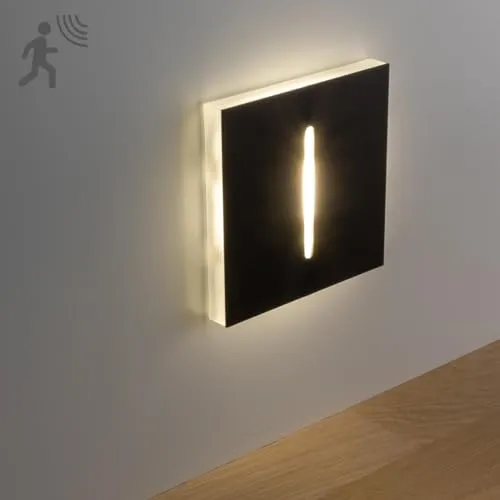 LongLife LED Treppenleuchten mit Bewegungsmelder eckig schwarz 1,5W - Energieeffiziente LED Treppenleuchte mit Bewegungsmelder für automatische Beleuchtung, ideal für Treppen und Flure. Robustes Aluminium und verschiedene Lichtfarben sorgen für Sicherheit und Stil.