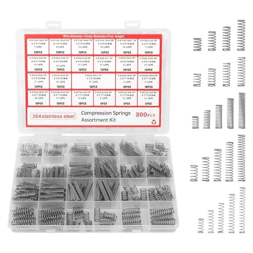 Stück Druckfedern Sortiment Kit, 23 Größen Federn Metall Spannfeder, 304 Edelstahl Kleine Federn Set Sprungfeder Set Kit mit Box für DIY Werkzeuge Geräte Handwerkzeuge Auto 300