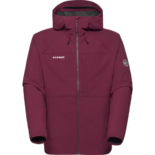 Mammut Softshell-Wanderjacke Ultimate Comfort SO Hooded - Weinrot, Größe XL - Mammut Outdoorbekleidung: Ultrabequeme, winddichte Jacke mit 4-Wege-Stretch und schützendem Softshell-Laminat, ideal für Wandern und Alltag.