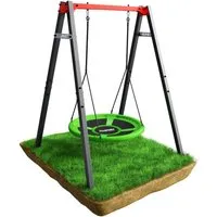 Metall Schaukelgestell mit Nestschaukel - bis 150kg belastbar - Robustes Schaukelsystem für Kinder von 3-11 Jahren, ideal für den Garten und bietet sicheren Spielspaß für mehrere Kinder gleichzeitig.