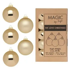 MAGIC by Inge Weihnachtsbaumkugel, Weihnachtskugeln Glas 6cm 30 Stück - Brokatgold goldfarben