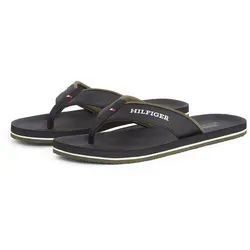 Zehentrenner TOMMY HILFIGER "PADDED COMFORT HILFIGER B SANDAL", Herren, Gr. 43, schwarz, Lederimitat, Textil, casual, Schuhe, Sommerschuh, Schlappen, Badeschuh mit Logoschriftzug