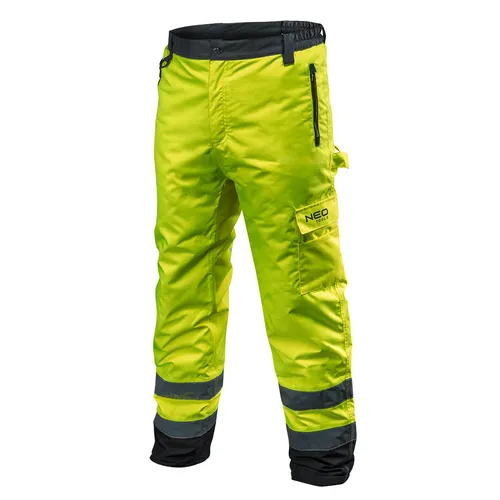 NEO Tools Profi Thermo Warnschutzhose EN 20471 - Arbeitshose in leuchtendem Neongelb, wasserdicht und thermoisolierend für optimale Sichtbarkeit und Sicherheit bei Arbeiten im Freien.