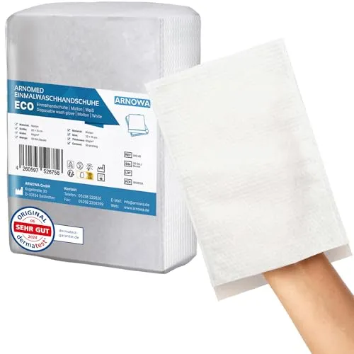 ARNOMED Einmalwaschhandschuh Molton ECO, weiß, 20 Beutel à 50 Stück - Der ARNOMED Einmalwaschhandschuh Molton ECO bietet ein sanftes Hautgefühl und ist dank der beidseitigen Nutzung besonders praktisch. Ideal für die tägliche Pflege, mit geprüfter Qualität.