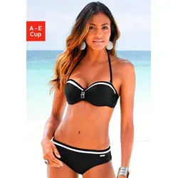 Bügel-Bandeau-Bikini LASCANA, Damen, Gr. 40, Cup D, schwarz, Polyamid, Bikini-Sets, mit Kontrastdetails