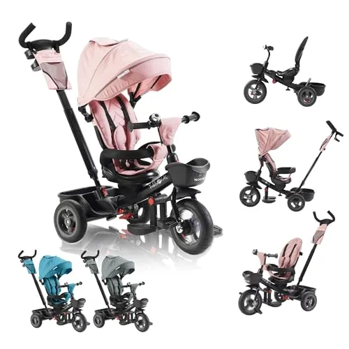 FableKids 5in1 Dreirad Noemi - Multifunktionales Dreirad für Kinder - Dreiräder mit 5-in-1 Funktion: Kinderwagen, Lauflernhilfe und mehr. Ideal für Kinder ab 18 Monaten bis 25 kg, bietet Sicherheit und Komfort mit 3-Punkt-Gurt und UV-Schutz.