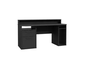 Mid.you Gamingtisch Schwarz - Ergonomischer Schreibtisch mit Stauraum - Kinderschreibtische mit Kabeldurchlass und Monitoraufsatz für ergonomisches Spielen oder Arbeiten, ideal für Jugendzimmer und Homeoffice.