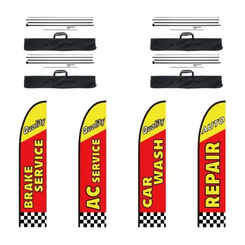 VEVOR 4er-Set Autoreparatur Fahnenmast-Set Flaggenmast Werbung Banner 498,5cm