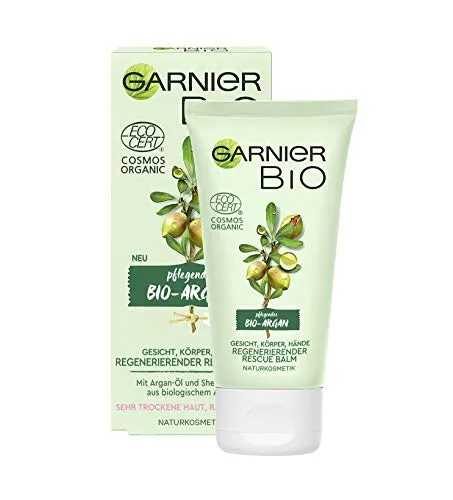 Garnier Organic Regenerating Argan Rescue Balm 50ml - Gesichtscremes für trockene Haut, angereichert mit Arganöl und Sheabutter, spendet intensive Feuchtigkeit und regeneriert raue Hautstellen.