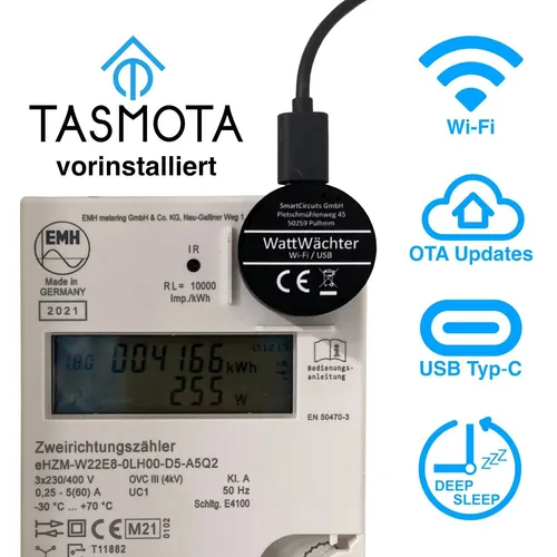 WattWächter Wi-Fi/USB Stromzähler - Smart Meter mit IR Lesekopf, ideal zur Stromüberwachung und Energieeinsparung für Ihr Zuhause oder Büro.