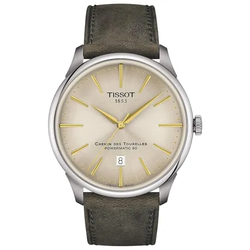 Tissot Chemin des Tourelles Powermatic 80 T139.407.16.261.00 Green Leather Strap Watch