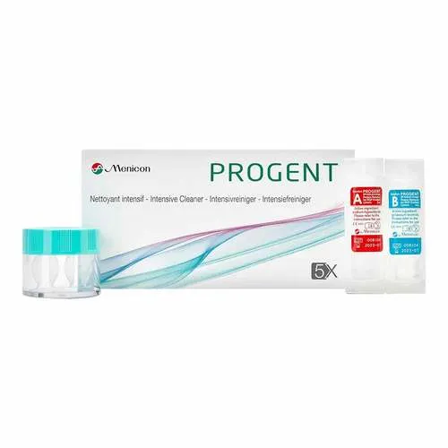 PROGENT Intensivreiniger für formstabile Kontaktlinsen - 5 Ampullen - Arzneimittel zur gründlichen Reinigung von formstabilen Kontaktlinsen, sorgt für optimale Hygiene und Tragekomfort.