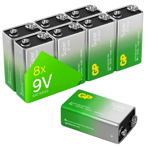 GP Super Alkaline-Batterie E-Block, 6LR61, MN1604, 9V, 8 Stück GPSUP1604A942C8