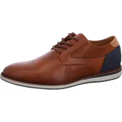 Bullboxer Herren Halbschuhe Braun Blau Glattleder - Elegante Halbschuhe aus Glattleder mit sportlichen blauen Akzenten, ideal für Business-Casual oder Freizeit. Hoher Tragekomfort und individuelles Fußbett für optimale Dämpfung.