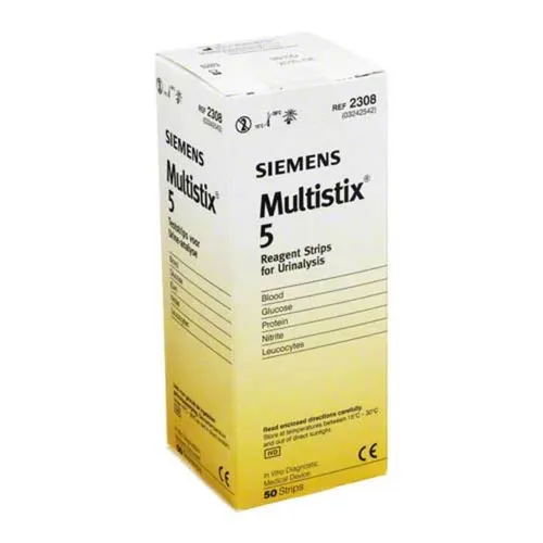 Multistix 5 50 ST Urintests - Medizinischer Bedarf zur schnellen Analyse von Urinparametern, ideal für die frühzeitige Erkennung von Gesundheitsproblemen.