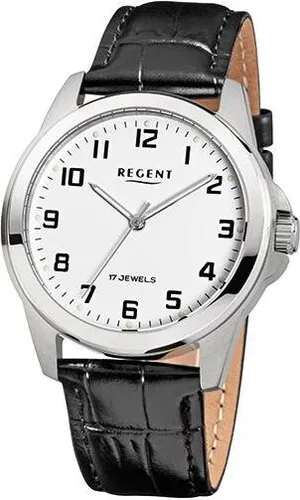 Regent 32-F-1391 Herrenuhr - Elegante mechanische Uhr in Schwarz/Weiß - Hochwertige Herrenuhr von Regent mit mechanischem Uhrwerk, 39mm Edelstahlgehäuse und stilvollem Lederarmband - ideal für den modebewussten Mann.