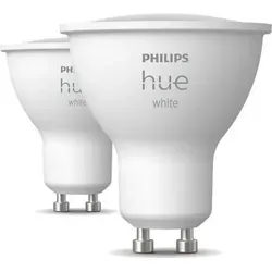 Philips Hue White GU10 LED Spot 2er Pack - Smart-Leuchtmittel mit 400 lm, dimmbar und farbwechselbar, ideal für individuelle Raumgestaltung und Smart Home Steuerung.
